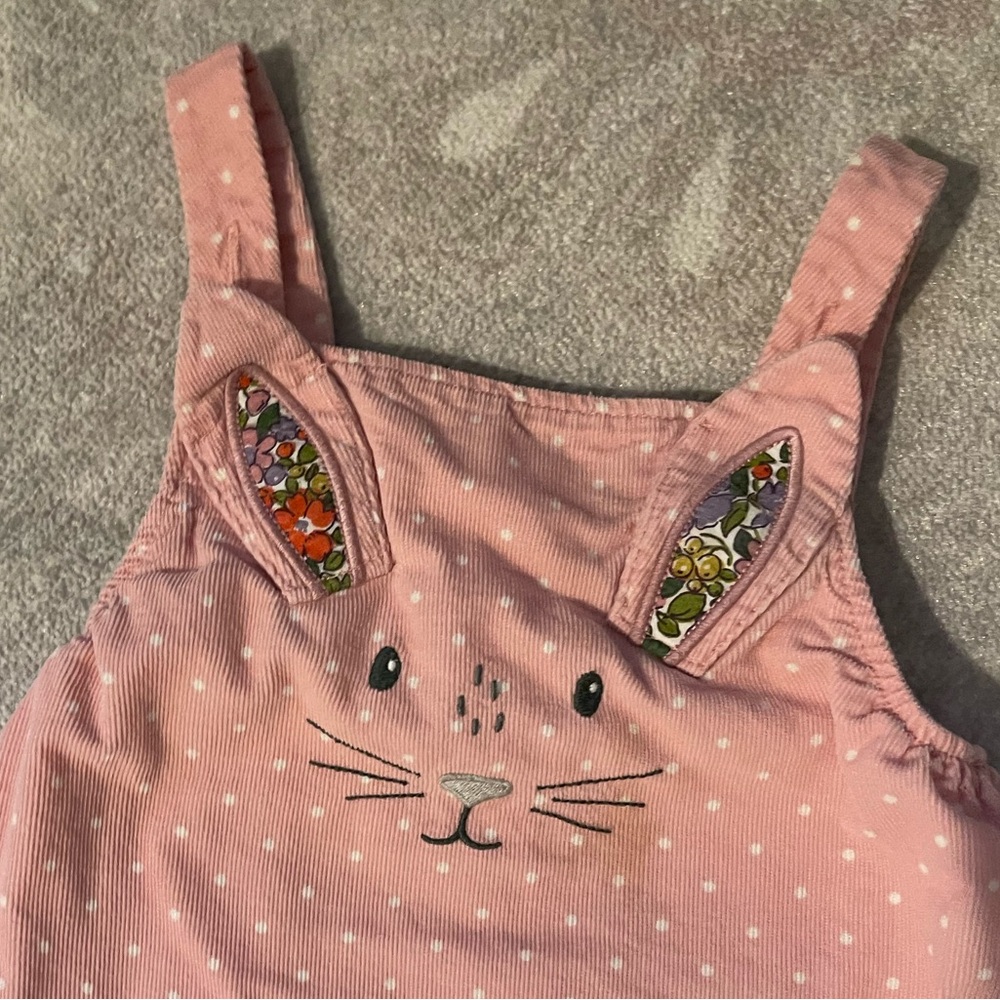 Boden Like New Pink Bunny Corduroy Overalls Sz 18-24M - Picture 2 of 4